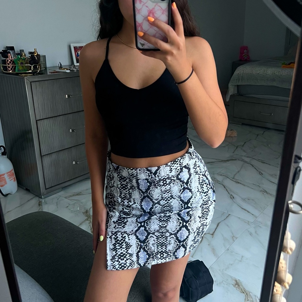 snake print mini skirt